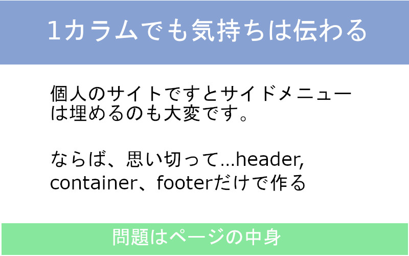 1カラムだけのデザイン